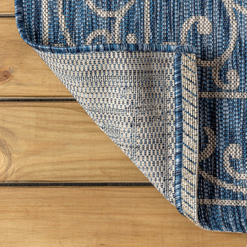 Charleston Vintage Filigree Textured Weave Indoor/outdoor Round Rug